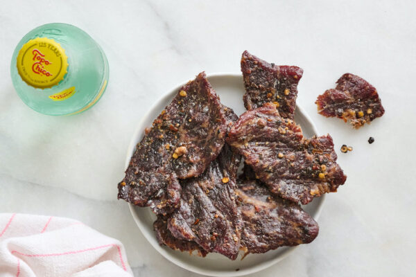 wagyu beef jerky on a plate