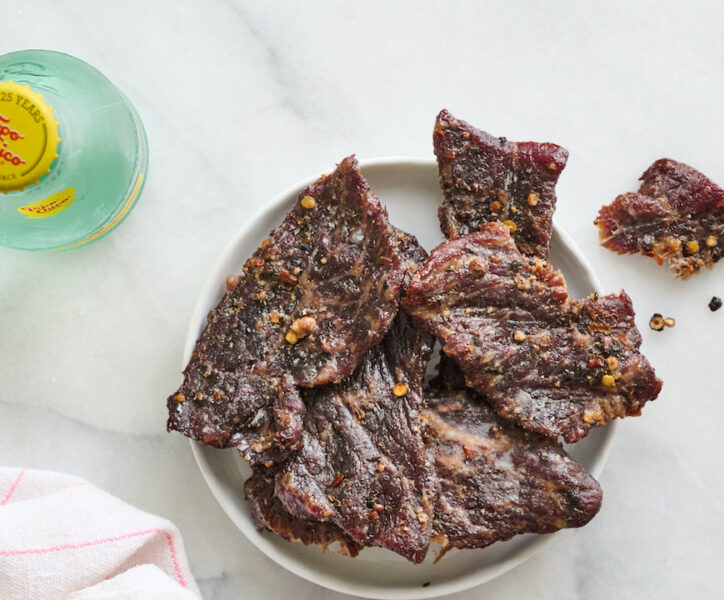 wagyu beef jerky on a plate